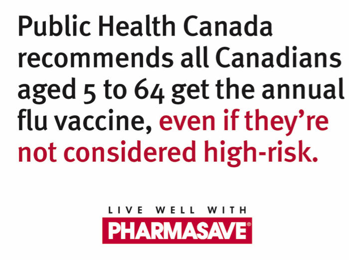 free flushot at Pharmasave Breslau Commons in Breslau, Ontario